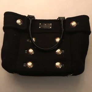 Kate spade black wool quinn handbag
